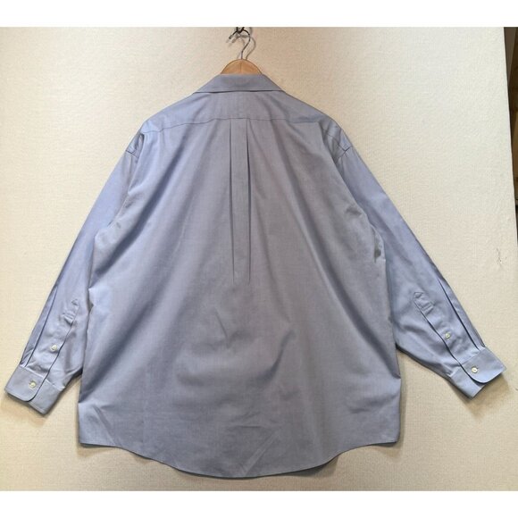 Jos. A Bank Mens Travelers Button Up Cotton Shirt Size 171/2-34 Blue Long Sleeve - Picture 2 of 13